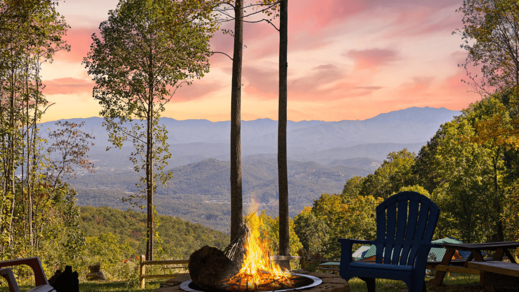 Scenic overlook of rolling hills near Sevierville at golden hour.